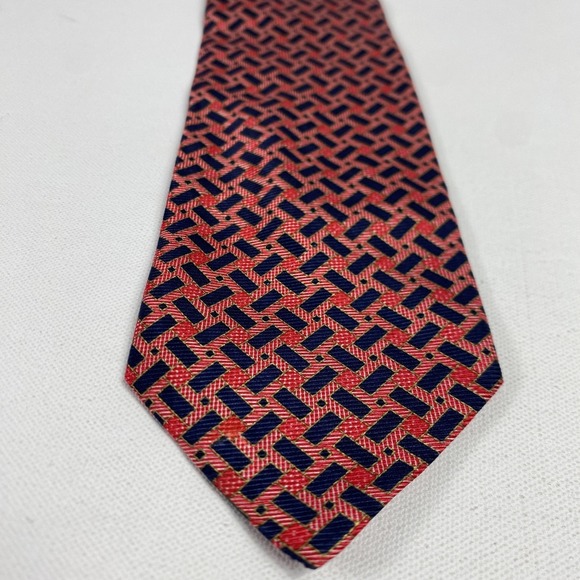Stefano Ricci Tie Mens One Size Red Blue Woven Geometric Pattern Necktie Luxury